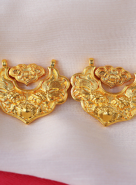 沙金连年有鱼款如意锁吊坠