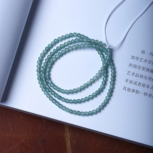 天然危料蓝水天空蓝色A货翡翠 翡翠珠链半成品锁骨链圆珠多圈 女款