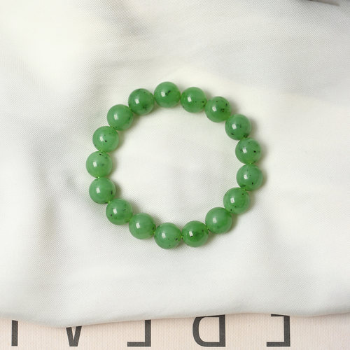 天然俄罗斯碧玉乌兰海苹果绿圆珠手链手串男女款高端玉石饰品礼物