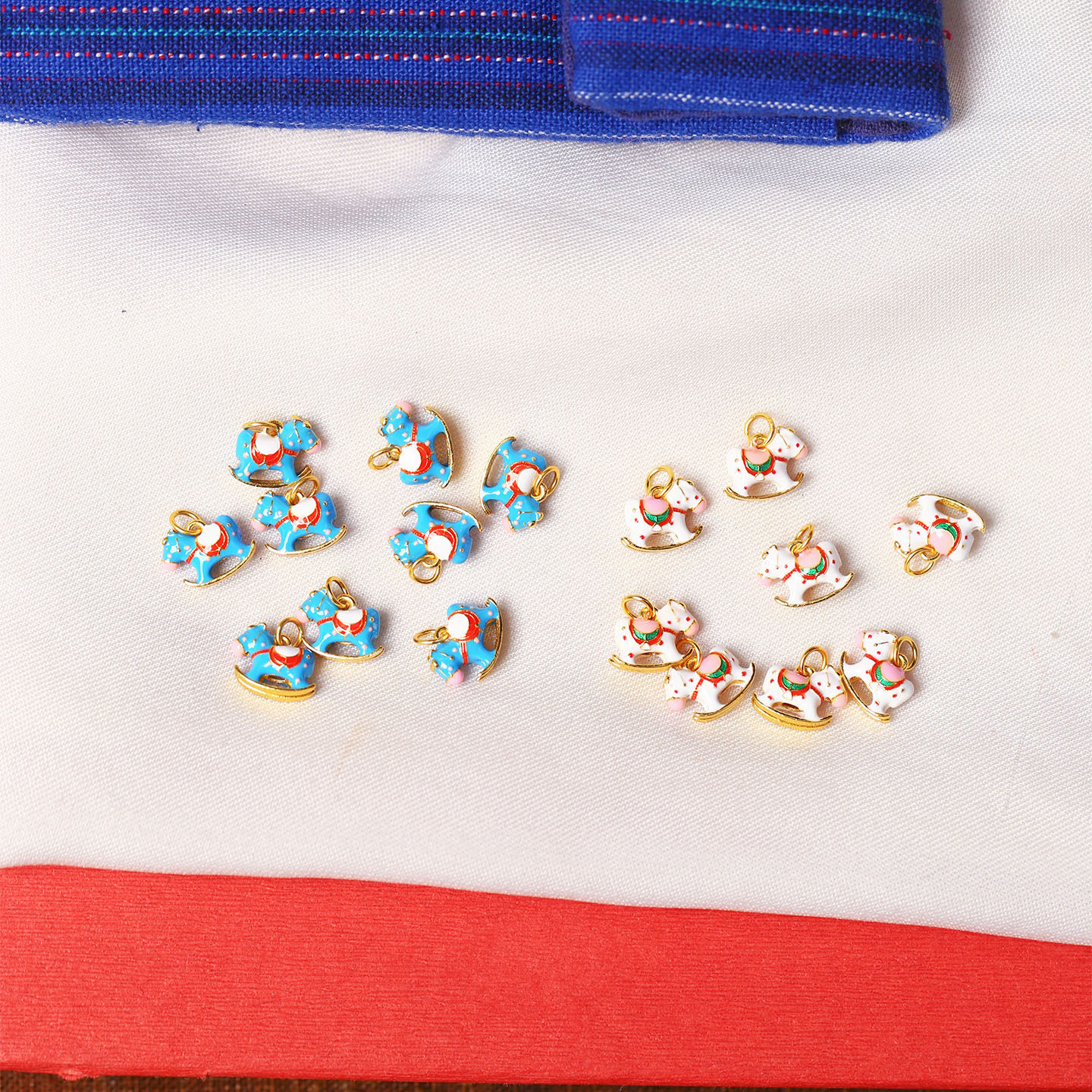 925纯银烧蓝珐琅彩景泰蓝技艺翘翘马配件DIY装饰手链配件小坠子