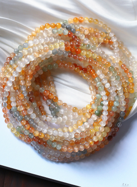 精品 天然水晶彩兔毛三圈手串 女款兔毛顺发水晶手链多宝色饰品