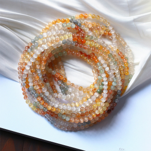 兔毛顺发水晶手链多宝色饰品 女款 精品 天然水晶彩兔毛三圈手串