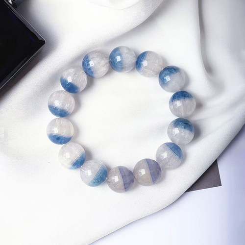 工厂处理福利价天然拉丝蓝萤石聚宝盆款手链女款水晶萤石手链饰品