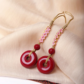 钥匙扣女款 原矿朱砂紫金砂平安扣原创款 手机挂绳 朱砂本命年饰品