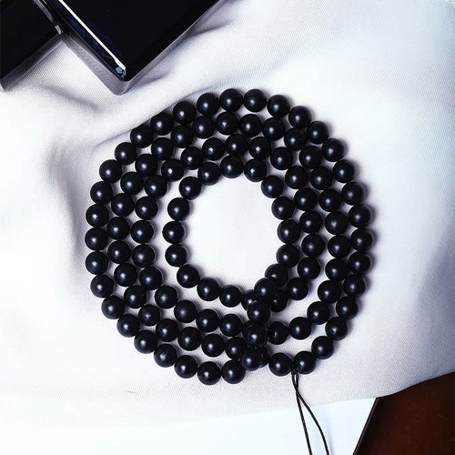 精品料子超油天然和田玉墨玉圆珠