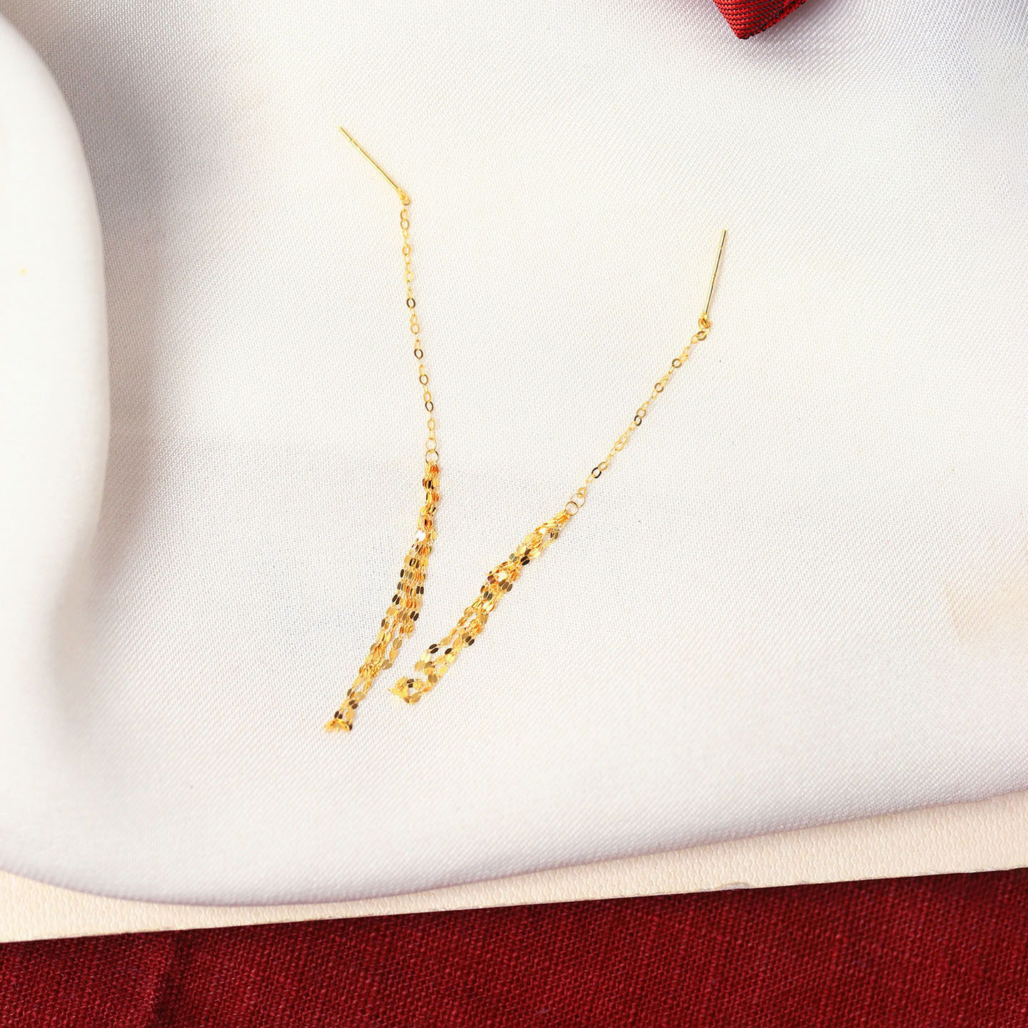工厂一手货源18K金流苏款耳线 女款K金耳线耳钉耳饰金饰品礼物