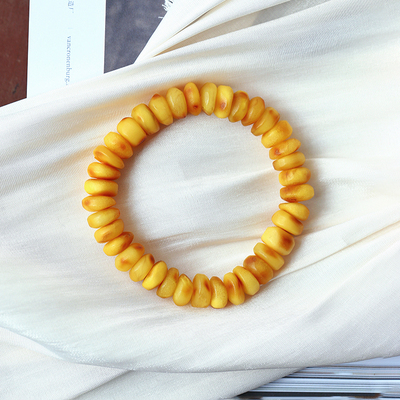 蜜蜡随形盘珠随形饼子款手链