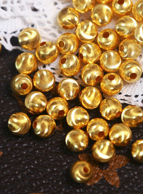 正品18K金拉丝猫眼珠 AU750金散珠子手链项链diy配珠材料隔珠