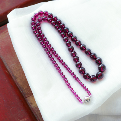 石榴石圆珠紫牙乌项链塔链