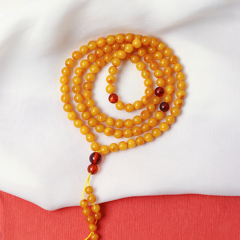 天然蜜蜡老蜜蜡圆珠款手链佛珠链 男女款琥珀蜜蜡项链手串饰品