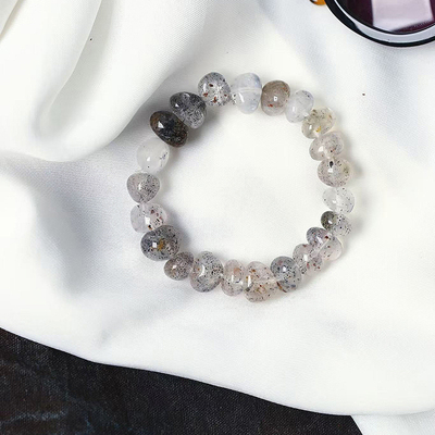 工厂处理福利价天然水晶黑云母草莓晶随形珠手链女款水晶手串饰品