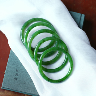 料子好超值推荐 天然俄罗斯碧玉乌兰海手镯 女款玉石手镯实物色绿