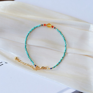 天然原矿绿松石米珠搭配蜜蜡原创款手链 卖的就是手工钱 女款水晶