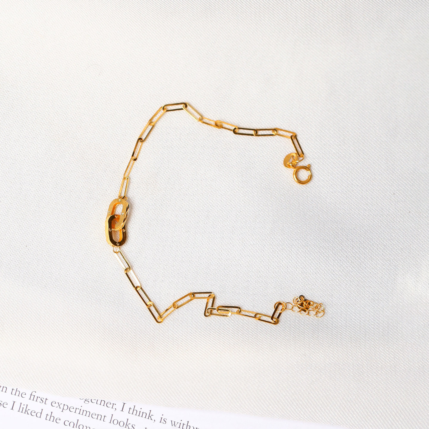 18K金O形链双环款手链  女款简约气质款正品AU750K金手链礼物