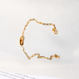 简约气质款 18K金O形链双环款 手链 女款 AU750K金手链礼物 正品