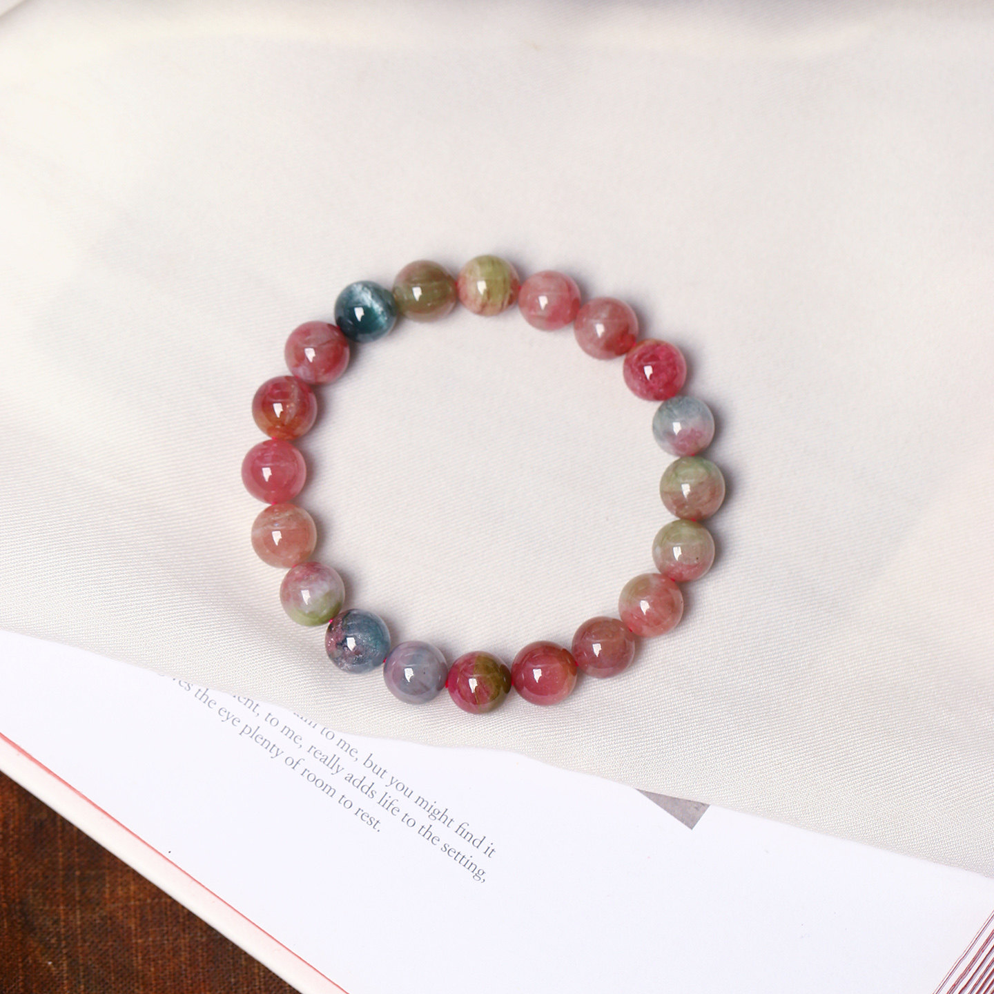 超值推荐 天然老矿碧玺西瓜色碧玺单圈手链 女款水晶碧玺饰品礼物