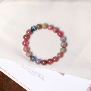 水晶碧玺饰品礼物 女款 超值推荐 天然老矿碧玺西瓜色碧玺单圈手链