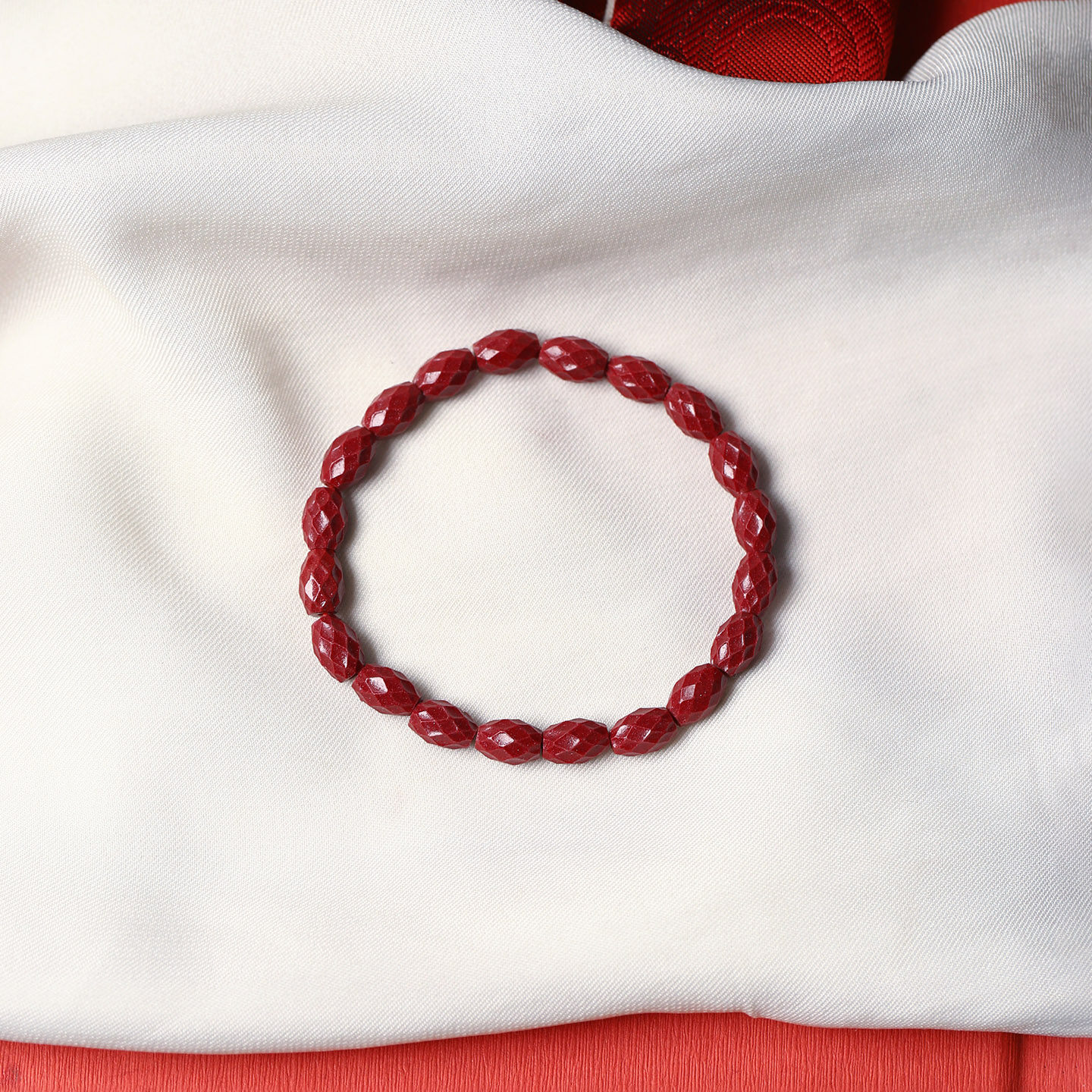 高含量朱砂天然朱砂紫金砂刻面桶珠单圈手链 男女款朱砂手链饰品