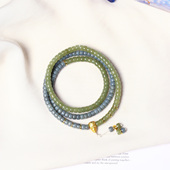 天然和田玉新疆蓝皮料原创双拼直切药片珠款 手链佛珠链男女款