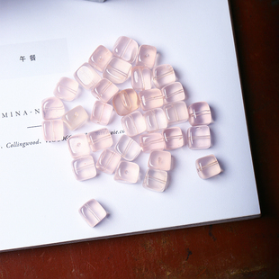 天然粉水晶随形配件粉水晶散珠子DIY手链项链串珠配饰粉水晶饰品