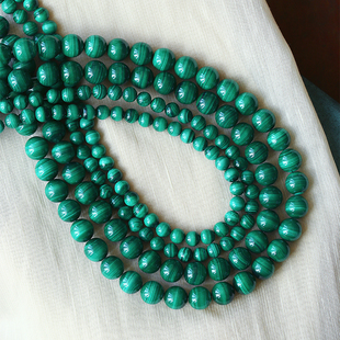天然孔雀石散珠子隔珠 5A级孔雀石圆珠子单珠佛珠配珠串珠