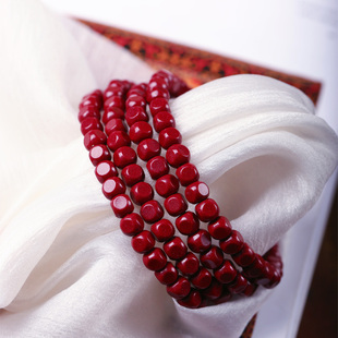 朱砂本命年手链手串饰品礼物 女款 原矿朱砂紫金砂方块珠款 手链