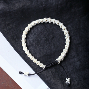 真蛇骨手串天然文玩手链蛇骨节高密度顺白饰品情侣生日礼物手工