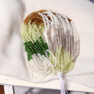 精品天然和田玉冰透多宝色圆珠款手链佛珠链男女款玉石手串饰品