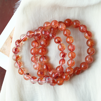 天然水晶红胶花手链女款