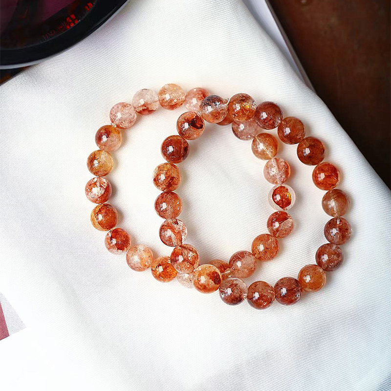 工厂处理福利价天然水晶胶花单圈手链 女款水晶红胶花手串饰品