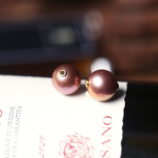 珍珠锁骨挂坠饰品 天然淡水紫珍珠合金贴片镶嵌吊坠路路通配件女款