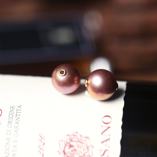 天然淡水紫珍珠合金贴片镶嵌吊坠路路通配件女款珍珠锁骨挂坠饰品