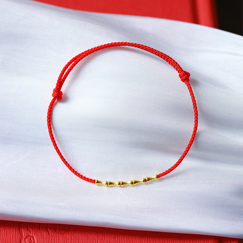18K金竹节款红绳款手链