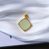 挂坠饰品 玉石气质款 天然和田玉青玉纯银镀金托镶嵌方块款 吊坠女款