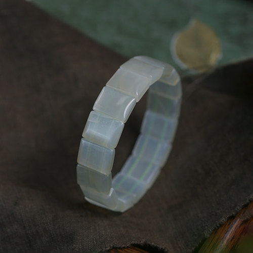 天然水晶白月光石手排款手链女款幻彩白月光石手牌手串饰品手珠