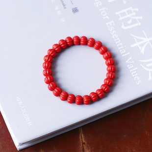 男女款 手链 朱砂手链饰品礼物 精品红砂南瓜珠款 原矿朱砂