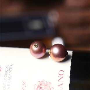 天然淡水紫珍珠合金贴片镶嵌吊坠路路通配件女款 珍珠锁骨挂坠饰品