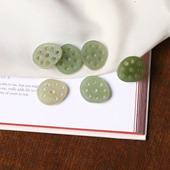 天然和田玉青玉藕片吊坠配饰原创款 DIY配件玉石 毛衣链女款