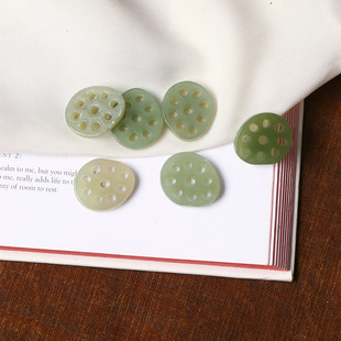 天然和田玉青玉藕片吊坠配饰原创款 DIY配件玉石 毛衣链女款