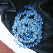 天然白冰料海蓝宝圆珠款 水晶海蓝宝手串饰品礼物 女款 手链 起荧光