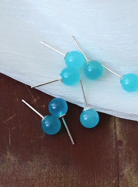 天河石草莓晶纯银镶嵌耳钉