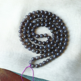 玉石饰品礼物 佛珠链男女款 精品 天然和田玉烟紫帝王紫圆珠款