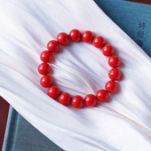 高含量精品红砂 质感好 原矿朱砂红砂圆珠手链本命年朱砂手链女款