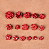 天然原矿朱砂高抛帝王砂玫瑰花四叶草小花配件diy手链佛珠配