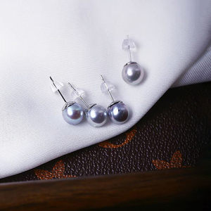 天然海水珍多麻珍珠纯银镶嵌灯泡款耳钉女款高端珍珠耳饰饰品礼物