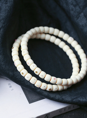 天然猛犸象牙直切镶嵌款手链 男女款猛犸原创设计款手串饰品礼物