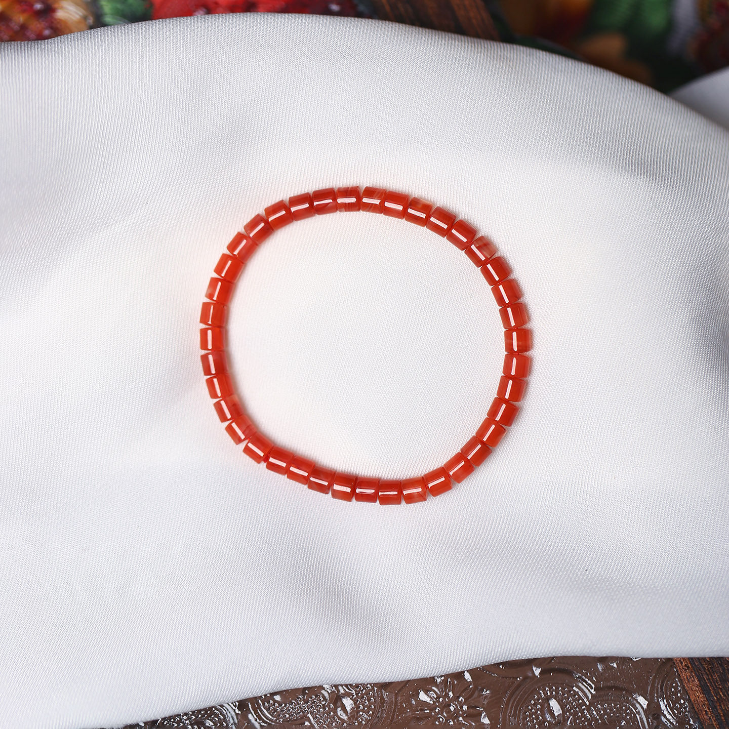天然川料南红玛瑙冰飘樱桃红料桶珠款单圈手链男女款南红手串饰品