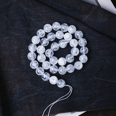 工厂处理 天然水晶爆花晶阿赛斯特莱圆珠半成品 散珠配件diy材料