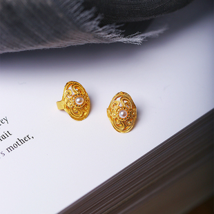 925纯银古法金戒指戒圈叮当镯卡扣装饰DIY材料配饰水晶玉石扣子