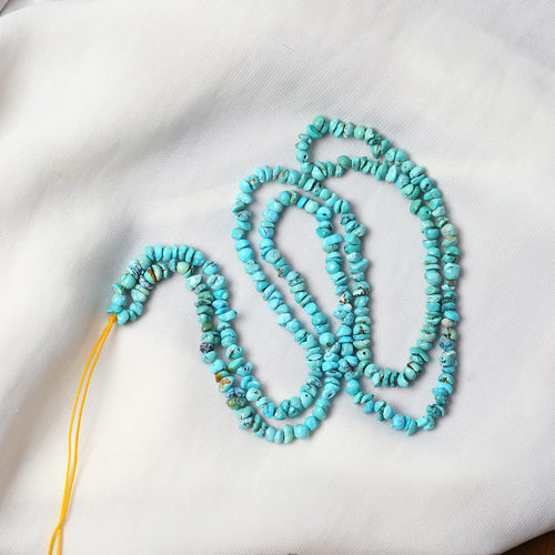 天然原矿绿松石碎石随形珠款链子多圈手链佛珠链男女款绿松石饰品